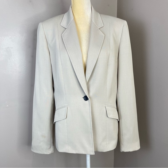 Vintage Evan Picone Blazer Sz 14 One Button Front Beige color - Picture 12 of 16